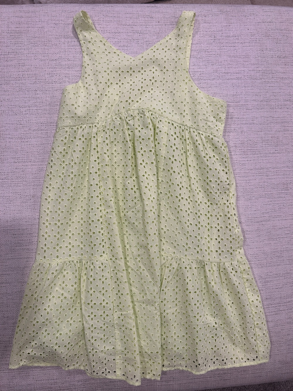 Zara Neon Yellow Eyelet Ruffle Dress
